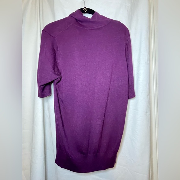 NWT Willi Smith Amethyst Purple 1/2 Sleeve High Collar Top w/ Tie Size L - Picture 13 of 13